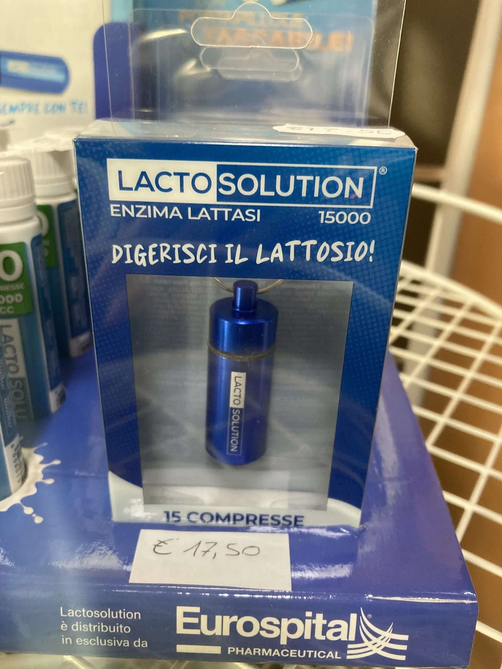 Pillole per Digerire il Lattosio Lactosolution / 15 Compresse con Portapillole